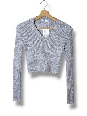 Kendall Lane Avery Static Knit Cropped Sweater Size L